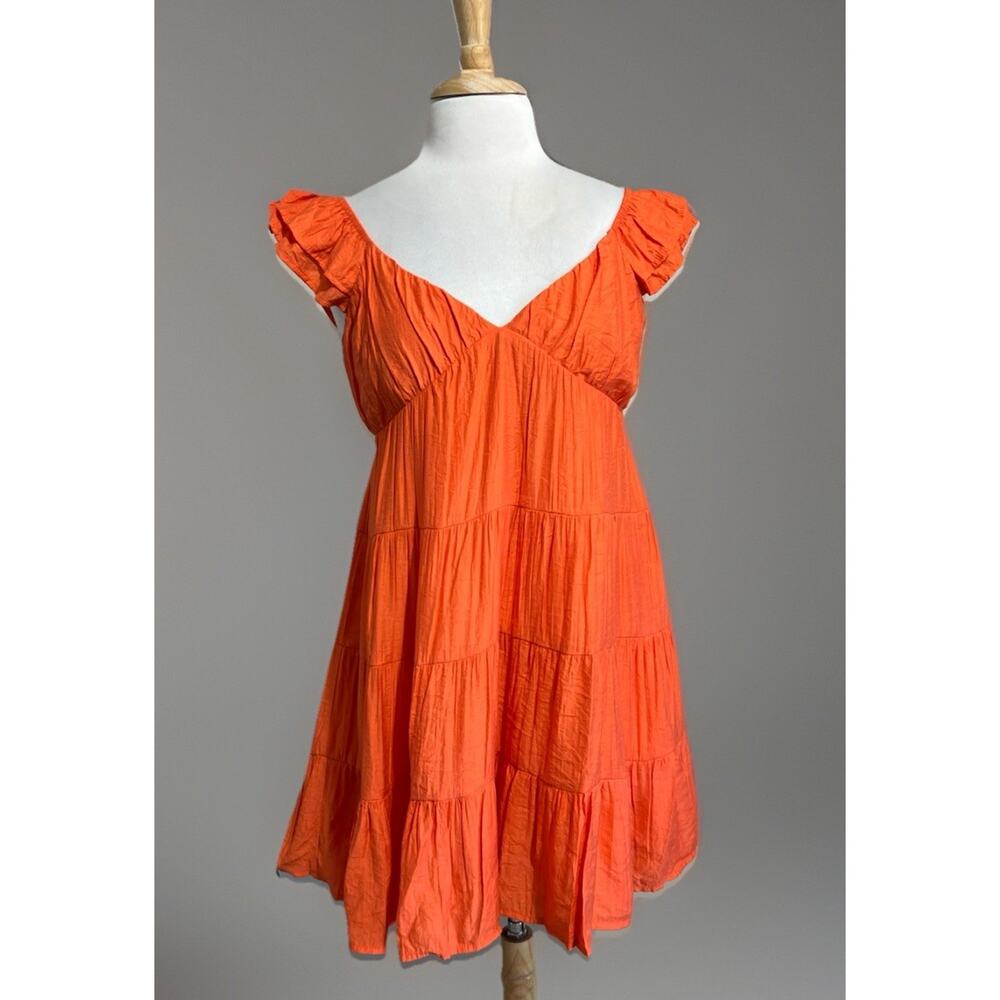 Blu Pepper Women's M Coral Tiered Tunic Top Sleeveless Off Shoulder BOHO Summer